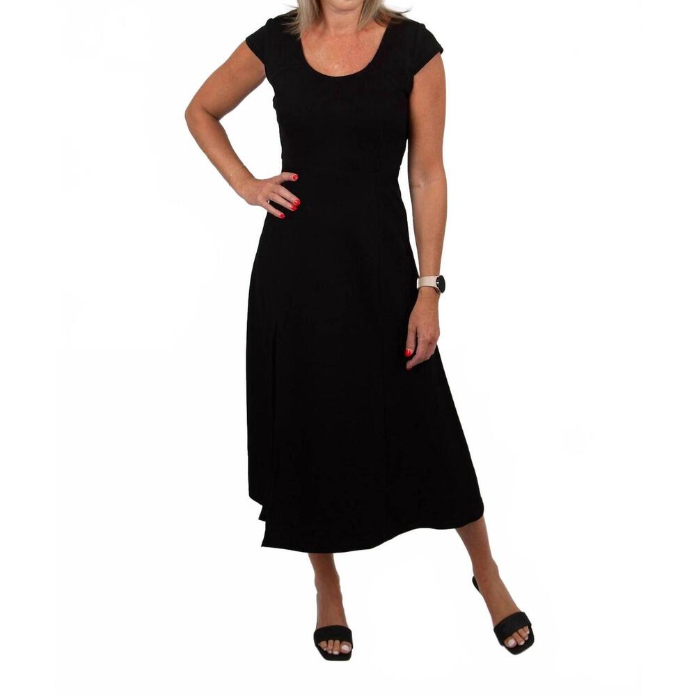 NEW COZY CASUAL scoop neck slit maxi dress in black